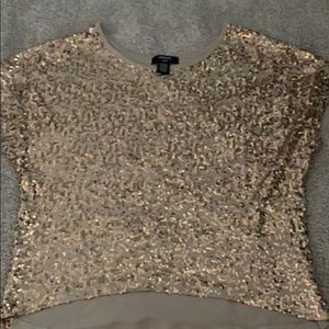 Gold sequin off the shoulder top